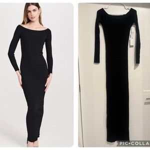 Good American Ribbed Off Shoulder Maxi Sweater Dress Size L